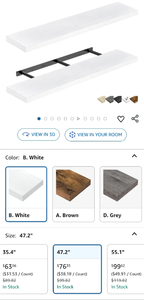 lot 30271 image: 47.2-inch Floating Wall Shelf with Hidden Bracket - White Wood Grain