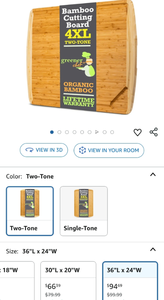 lot 30278 image: GREENER CHEF 36 Inch 4XL Extra Large Cutting Board with Lifetime Replacements - Wood Butcher Block Cutting Board - Bamboo Stove Top Cover for Extra Countertop Space - Giant Wood Charcuterie Board