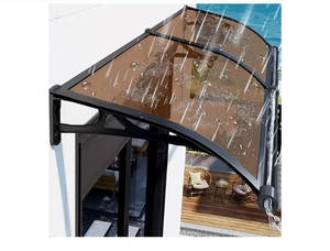 lot 30287 image: Door Canopy Awning with Black Frame and Brown Polycarbonate Cover