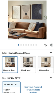 lot 30290 image: Modern Abstract Sun and Moon Wall Art Set - 36 H x 72 W Triptych