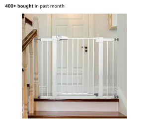 lot 30296 image: White Metal Safety Gate for Stairs, 76cm to 83cm