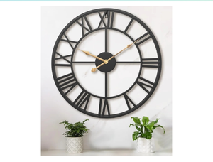lot 30297 image: Large Roman Numeral Wall Clock with Gold Hands, 30 inches