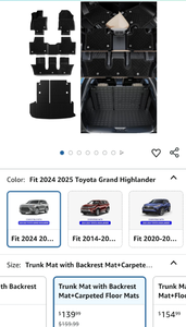 lot 30304 image: 2024-2025 Toyota Grand Highlander All-Weather Floor Mat Set with Trunk Mat