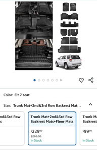 lot 30307 image: Floor Mats Compatible with 2013-2024 Toyota 4 Runner 7 Seat Cargo Mat Liner