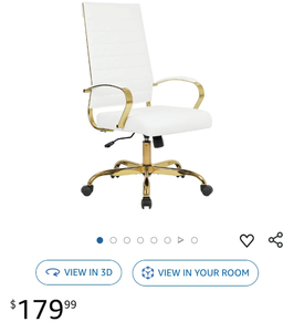 lot 30312 image: Modern White and Gold Office Chair with High Back