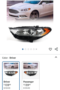 lot 30316 image: Ford Fusion Driver Side Headlight Assembly 2017-2020