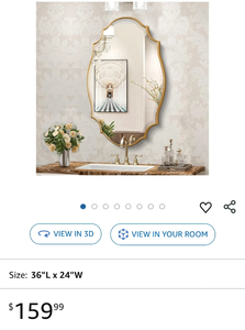 lot 30326 image: Decorative Gold Frame Oval Wall Mirror 36x24