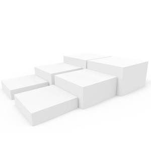 lot 8003 image: PecMuikee Buffet Risers, Food Risers for Buffet Table, Display Stand Shelf for Catering Dessert Collectibles Jewelry Figures Show, Acrylic Cube Display Nesting Risers with Hollow Bottoms 6PCS 8910