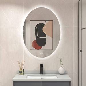 lot 8022 image: BuLife 32 X 24 Inch Oval Backlit LED Bathroom Mirror Anti-Fog 3 Colors Light Dimmable Wall Mounted Lighted Bathroom Vanity Mirror Smart Makeup Mirror with Touch Switch