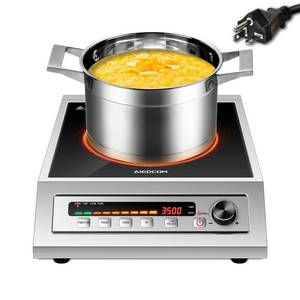 lot 8032 image: AiedCom 3500W Commercial Induction Cooktop, Multifunctional Induction Electric Stove, Countertop Burner with PressKnob Controller, LED Strip Display