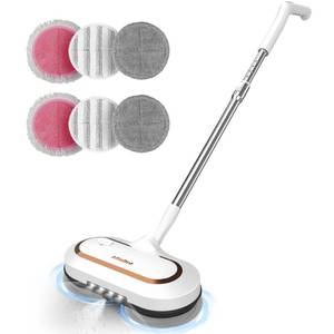 lot 8037 image: Electric Mop, AlfaBot S2 Cordless Spin Mop for Floor Cleaning, with LED Headlight and Sprayer400ML Big Tank60 Mins Runtime, Lightweight Floor Scrubber for Hardwood Floors, Tile, Laminate