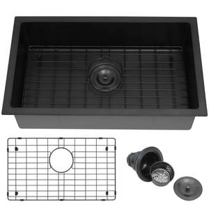 lot 8042 image: Lonsince RV Kitchen Sink 25 X 15 inch,Black Undermount Stainless Steel Sink,7 inch Depth Kitchen Sinks for RV