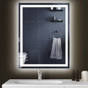 lot 8046 image: YOLEO 28x36 LED Bathroom Mirror, 36x28 Led Mirror for Bathroom with Front and Backlit, Lighted Bathroom Vanity Mirror for Wall, Anti-Fog, Dimmable, Memory Function, 3 Colors, HorizontalVertical