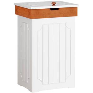 lot 8079 image: Function Home Trash Can Cabinet, 13 Gallon Kitchen Garbage Can, Wooden Recycling Trash Bin, Dog Proof Trash Can, Trash Cabinet with Lid for Home Kitchen Bathroom, White