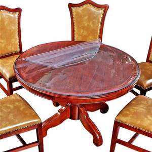 lot 8084 image: Clear Table Protector - Round Plastic Tablecloth, Waterproof, Wipeable PVC for Round Dining Table Top Cover, Desk Mat Pad, 54 (138 CM) Diameter