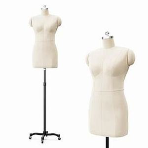 lot 8001 image: Bonnlo Female Dress Form for Clothing Presentation, Height Adjustable Women Mannequin Torse Body with Stable Gold Finish Metal Stand, Clothing Dress Jewelry Display Sewing Model (Beige, Regular)