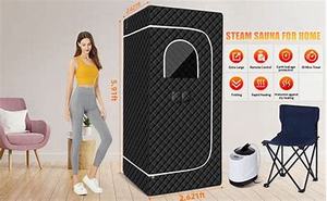 lot 8016 image: XINONE Protable Sauna Box,(71x32x32) Steam Sauna Tent,Personal Sauna Box with 2.6L 110v Steamer,Remote Control, Folding Chair, Towels, 9 Levels
