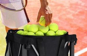 lot 8021 image: TOBWOLF Foldable Tennis Ball Cart, Holds 160 Tennis Balls, Portable Tennis Ball Hopper with Wheels, Compact & Lightweight Tennis Teaching Cart Practice Hopper for Baseball Softball Tennis Pickleball