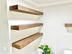 lot 8027 image: Floating Shelves for Wall Brown Wood Shelf for Bedroom, 36 Inch Wall Mounted Floating Shelves for Bathroom Living Room Kitchen Office, 1.3 Thick Floating Book Shelves for Wall, Set of 3