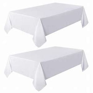 lot 8048 image: 10 Pack White Table Cloth Rectangle Table 60 x 102 Inch Tablecloths for 6 Foot Rectangle Tables. Stain and Winkle Resistant Polyester Washable White Tablecloths for Parties Wedding Dining