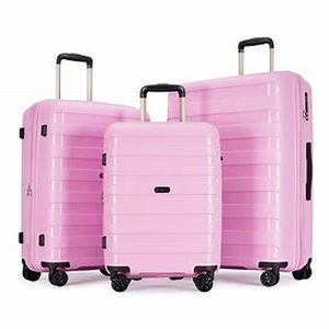 lot 8049 image: GinzaTravel Luggage Sets 3 Piece,Hardside Expandable Luggage Sets,Large Suitcases with Wheels TSA Lock,Light Pink, PP-7019ET