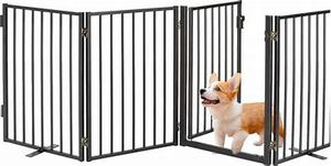lot 8057 image: Metal Freestanding Dog Gates with Door for Outdoor Indoor,120 Extra Wide 32 Tall Free Standing Dog Gate for Doorways,Large Openings,Deck,Yard,Porch,Foldable Safety Pet Fence(Black,6 Panels)