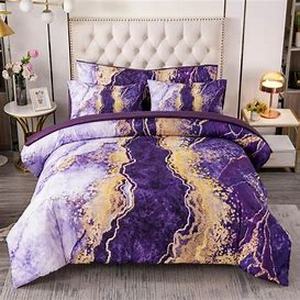 lot 8061 image: PERFEMET Bed-in-A-Bag Purple Watercolor Marble Colorful Comforter Set,Ultra Soft and Lightweight Bedding Comforter Sheets Set,Luxurious Bedroom Decoration Durable Quilt (Purple,Queen) Comforter Only