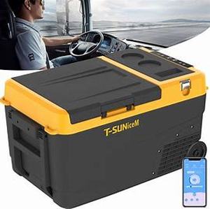 lot 8062 image: 12v Car Refrigerator, Electric Cooler 28 Quart, Portable Fridge with Wheels, Freezer Compressor Cooler -4��68�� 1224V DC 100240V AC Support App Control for Truck, Camping, Road Trips, Travel, RV