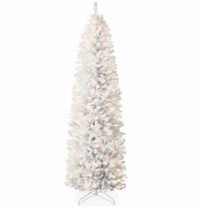 lot 8069 image: Annecy 7.5 Ft Pre-Lit Pencil Christmas Tree - White