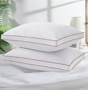 lot 8071 image: puredown� Goose Feathers and Down White Pillows with 100% Cotton Cover, Bed Sleeping Hotel Collection Pillows Set of 2, Standard Size
