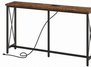 lot 8078 image: SUPERJARE 79 Inch Sofa Table with 2 Power Outlets and USB-C Ports, 5.9 Inch Narrow Console Table with Storage, Long Entryway Hallway Couch Table Behind Sofa, Small Spaces, Living Room, Grey