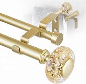 lot 8089 image: Gold Curtain Rods for Windows 32-72 Inch 1 Inch Adjustable Acrylic Drapery Rod with Translucent Gold Foil Finials- Single Decorative Curtain Rod for Bedroom & Bathroom