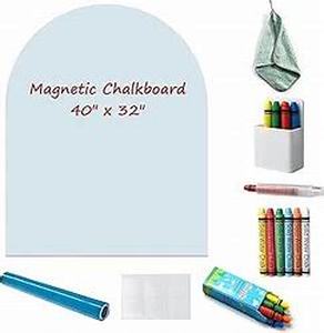 lot 8098 image: Magnetic Chalkboard Wall Decal 40x32 - Upgraded Adhesive, Includes Wipe Cloth, Chalk Holder, 6 Dust-Free Chalks, Peel and Stick Blackboard for Kids Playroom, School, Home Decor (Pink)