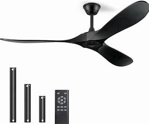 lot 8092 image: Solid Wood Ceiling Fans Without Light, 72 Inch Real Wood Ceiling Fan with Remote Control and 3 blade, Natural Wood Ceiling Fan Waterproof, Indoor Outdoor Ceiling Fans for Patio, Bedroom, Living room