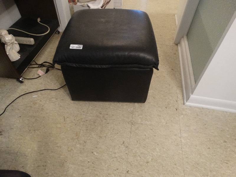 lot 5420 image: Black cushion foot stool.