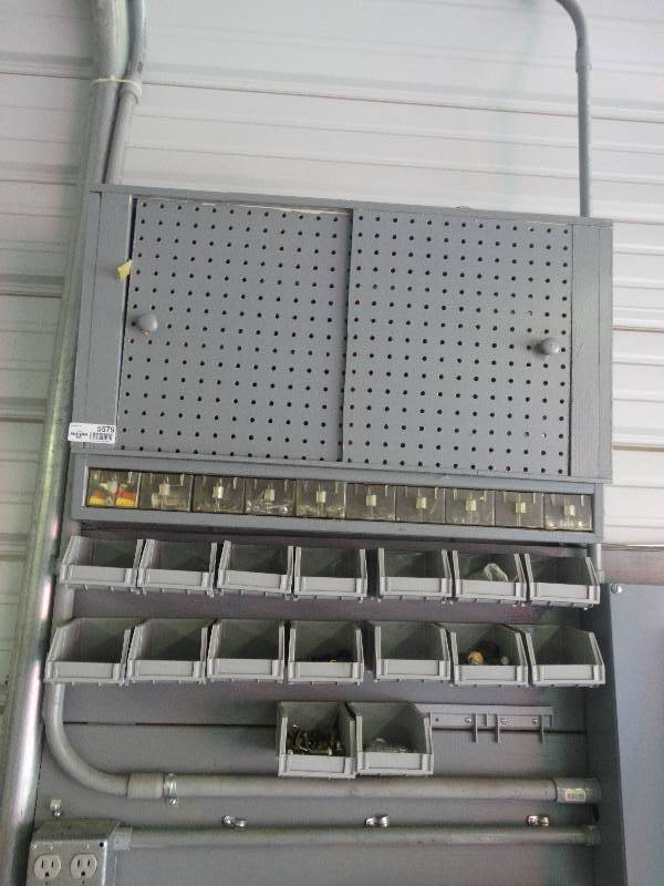 lot 5579 image: Contents in shelf and cubicles, shelf stays.