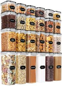 lot 40798 image: PRAKI Airtight Food Storage Containers Set with Lids - 24 PCS, BPA Free Kitchen and Pantry Organization, Plastic Leak-proof Canisters for Cereal Flour & Sugar - Labels & Marker