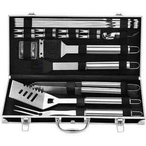 lot 40799 image: Grilljoy 22-Piece Stainless Steel BBQ Grill Tools Set with Black Aluminum Case - Premium Outdoor Cooking Accessories & Grilling Gifts for Men, Dad, BBQ Enthusiasts - Perfect Valentines Day Gift