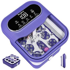 lot 40801 image: Ranjova Foot Spa Electric Rotary Massage, Collapsible Foot Bath with Heat, Bubble,Temp Control, and 24 Motorized Shiatsu Massage Balls, Pedicure Foot Spa for Feet Relaxation (Blue) - Retail $80.89