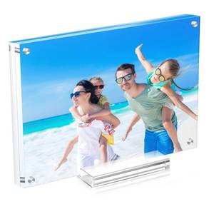 lot 40802 image: JUOIFIP 1 Pack Acrylic Picture Frame 1114 Clear Double Sided Magnetic Photo Frame - Frameless Baby Friend Family Picture Desktop Display with Support Stand and Gift Boxes
