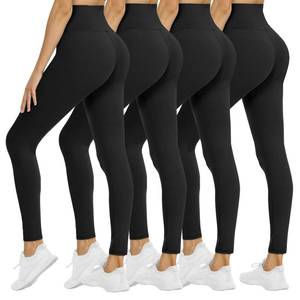 lot 40805 image: SmallMedium 4 Pack Leggings for Women - High Waisted Tummy Control Soft No See-Through Black Yoga Pants for Athletic Workout