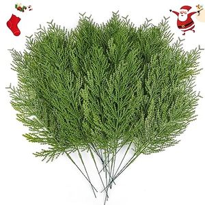 lot 40808 image: Hananona 40 Pcs Artificial Pine Sprigs Faux Greenery Stems Pine Picks Plastic Christmas Decor - DIY Holiday Accessories (40, Green)