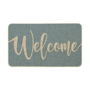 lot 40811 image: Artoid Mode Sky Blue Welcome Spring Doormat, Home Summer Decor Switch Rug Door Mat Floor Mat 17x29 Inch