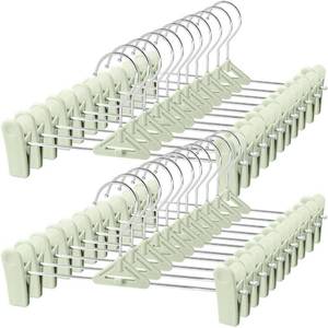 lot 40822 image: Skirt & Pant Hangers with Clips for Women - 30 Pack Space Saving Stackable Cute Skirt Hangers with Clips - Non-Slip, Adjustable for Kid, Men, Children, Baby, Green
