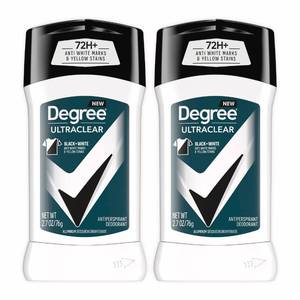 lot 40846 image: Degree Men UltraClear Antiperspirant Deodorant BlackWhite 2 Count 72-Hour Sweat & Odor Protection Antiperspirant For Men With MotionSense Technology 2.7 oz