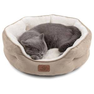 lot 40855 image: Bedsure Dog Beds for Small Dogs - Round Cat Beds for Indoor Cats, Washable Pet Bed for Puppy and Kitten with Slip-Resistant Bottom, 20 Inches, Camel