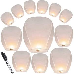 lot 40856 image: 30 Pack of White Paper Lanterns, Delivering Your Messages to Your Loved Ones in Remembrance, Paper Lanterns is The Perfect Choice.