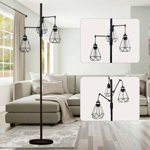 lot 40859 image: JuGuo 69 Dimmable Farmhouse Floor Lamp with 3X9W Edison LED Bulbs, Industrial Vintage Tree Design & Adjustable Diamond Cages, Black Rustic Lighting for Living RoomOffice