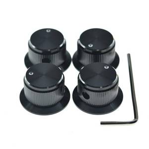 lot 40877 image: (Only Three) 3 Pack Set Screw Style Aluminium Potentiometer Knobs 14 Universal Top Hat Knobs Bell Volume Tone Control Knobs for GuitarBassAMPSPreamps Black