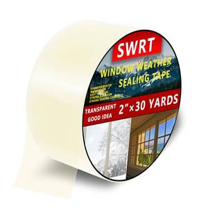 lot 40878 image: SWRT 2�x30yd90ft Transparent Window Weather Sealing Tape, No Residue Window Insulation for Winter, Preventing Cold Air Loss in Summer Door and Window Seal Kit